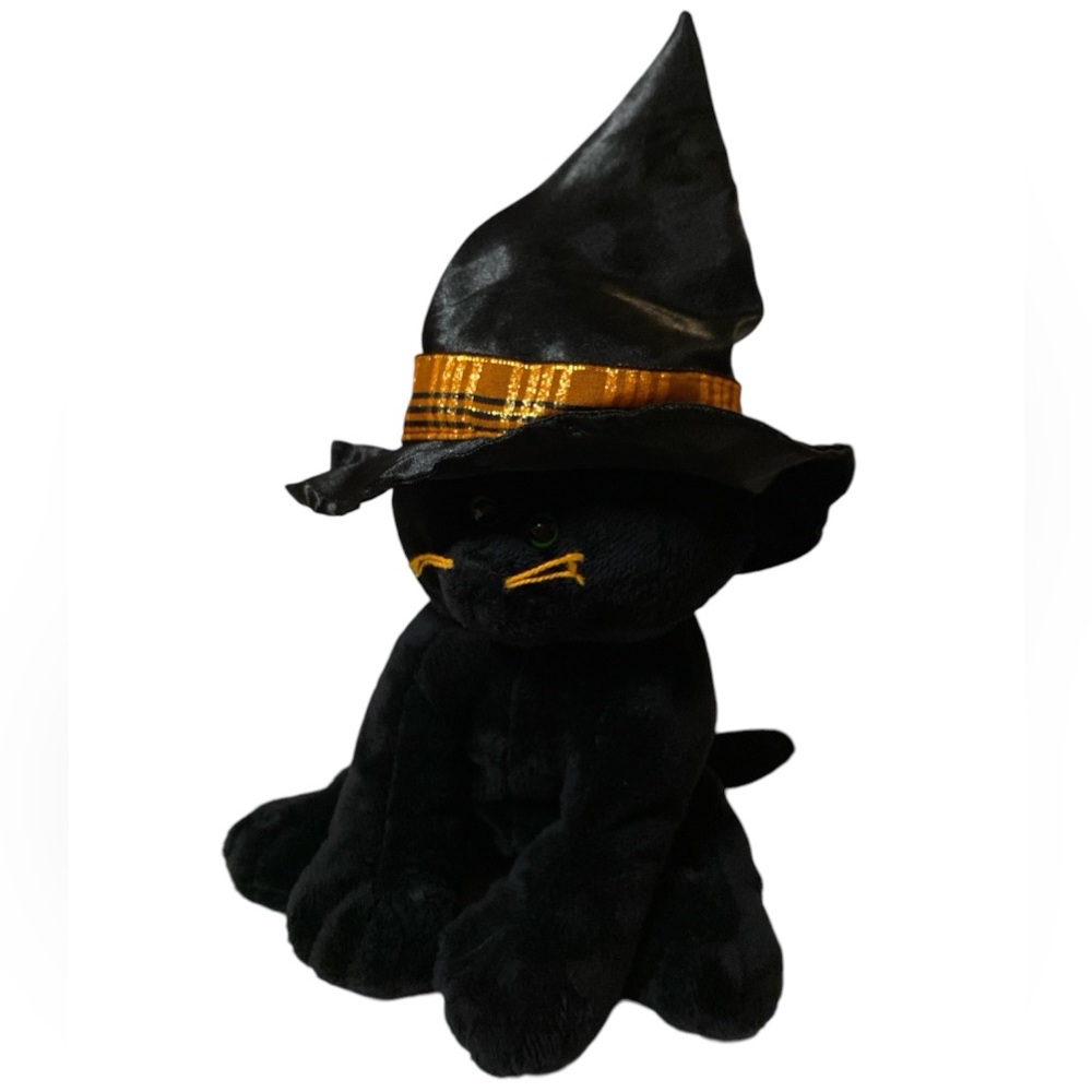 Ty Pluffies Merlin Plush Black Cat Witch 2005 Stuffed Animal Toy Halloween Decor